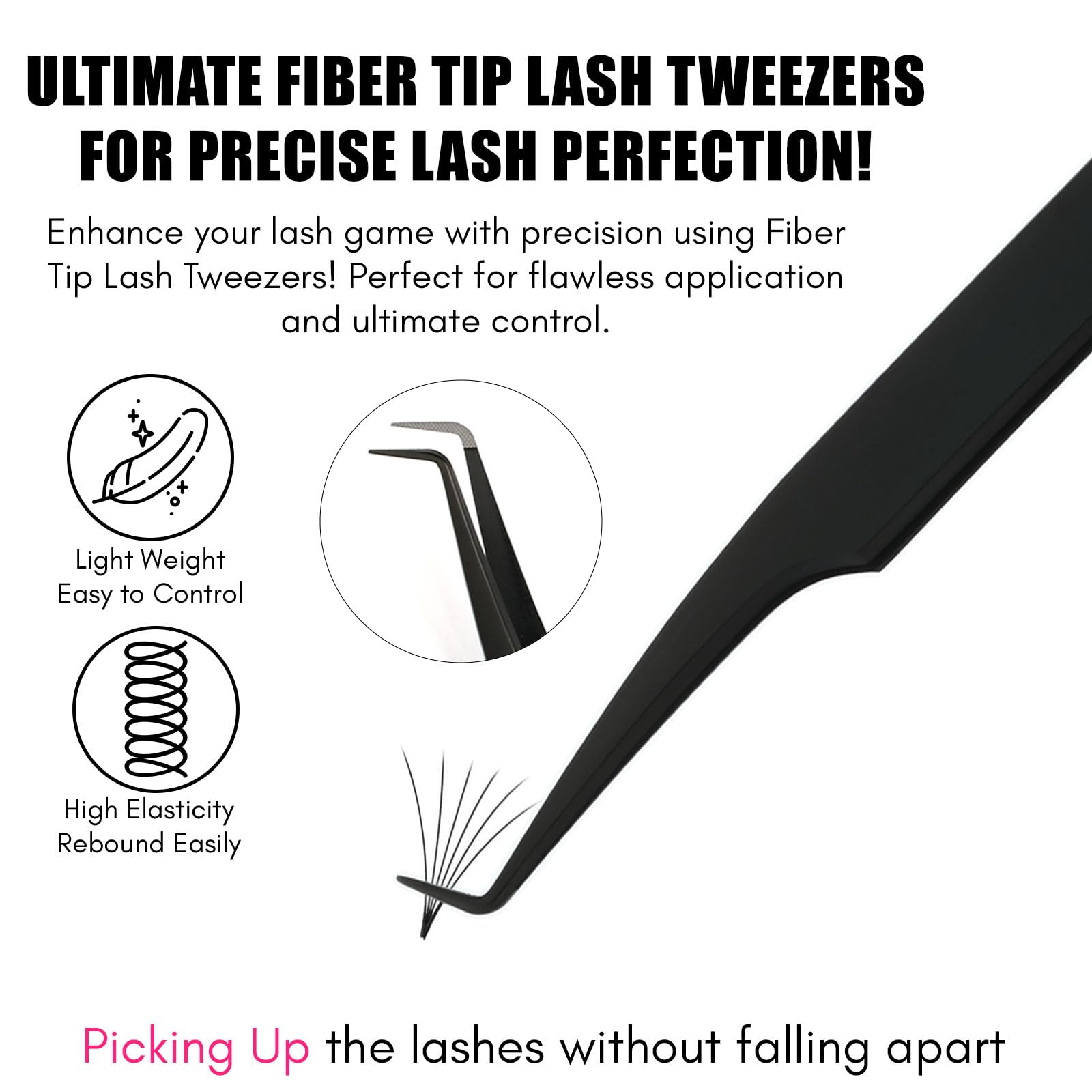 My Lash Tools Fiber Tip Lash Tweezers for Eyelash Extension Curved 90 Degree Angle Boot Tweezer Best for Volume, Individual Isolation & Classic Lashes Stainless Steel Lash Supply (CEC-F08/01)