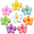 Flower Hair Clips for Women, 8 PCS Hawaiian Claw Clips for Vacation Hibiscus Hair Claw Clips Cute Large Hair Clips for Thick and Thin Hair Plumeria Hair Accessories