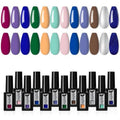 Beautilux 12 Pcs Light Pink Green Brown Blue Glitter Gel Polish Kit, Soak Off UV Nail Gel Polish Manicure for Nail Art DIY Salon at Home and Gift