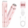 AiooTisu 2-in1- Bikini Trimmer for Women, Waterproof Painless Electric Razor with Dual Heads, IPX7 Shower & Travel Bikini Shaver, USB-C Rechargeable, for Bikini Line, Legs, Face & Underarms
