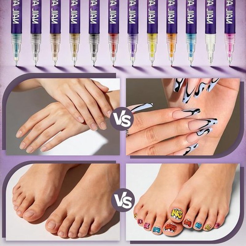 0.5 MM Nail Art Pens Set 12 Colors, 3D Nail Polish Pens Waterproof and Quick-drying, Drawing Painting Point Liner Acrylic Painted Pen Kit for Home Salon, Nail Art Pen Kit for Beginners (12 Colors)