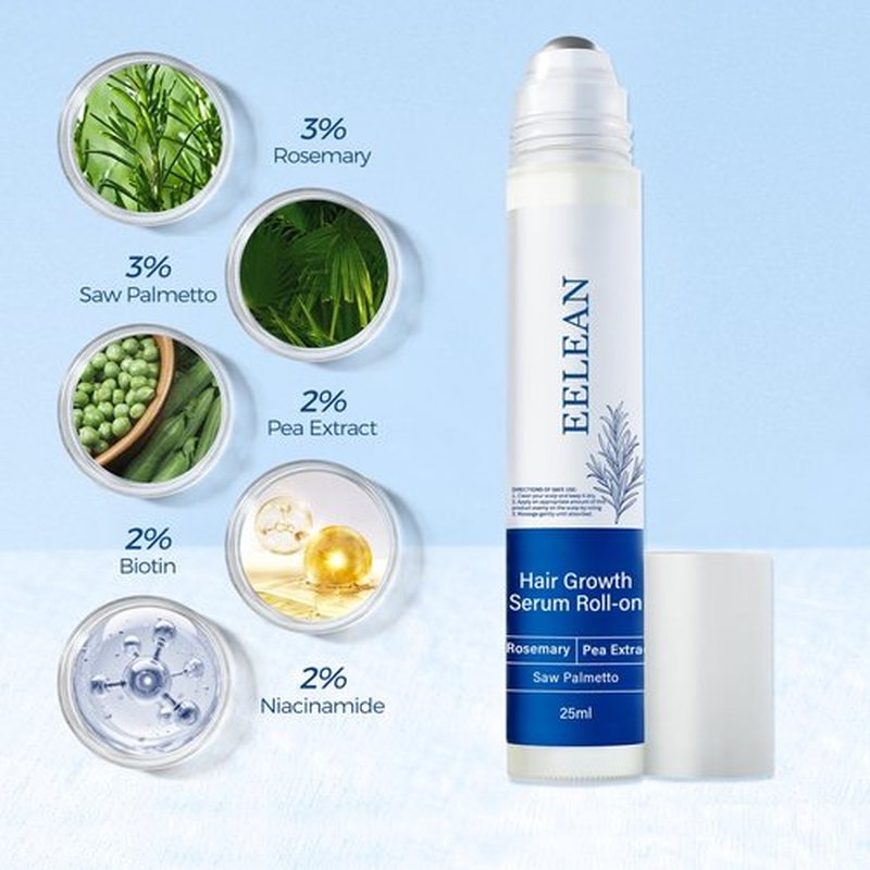 Hair Growth Serum Roll On 25ml, 3% Rosemary, 3% Redensyl & 2% Anagain, Reduce Hair Loss and Promote Hair Density (0.84 Fl Oz (Pack of 1), 3% Rosemary)