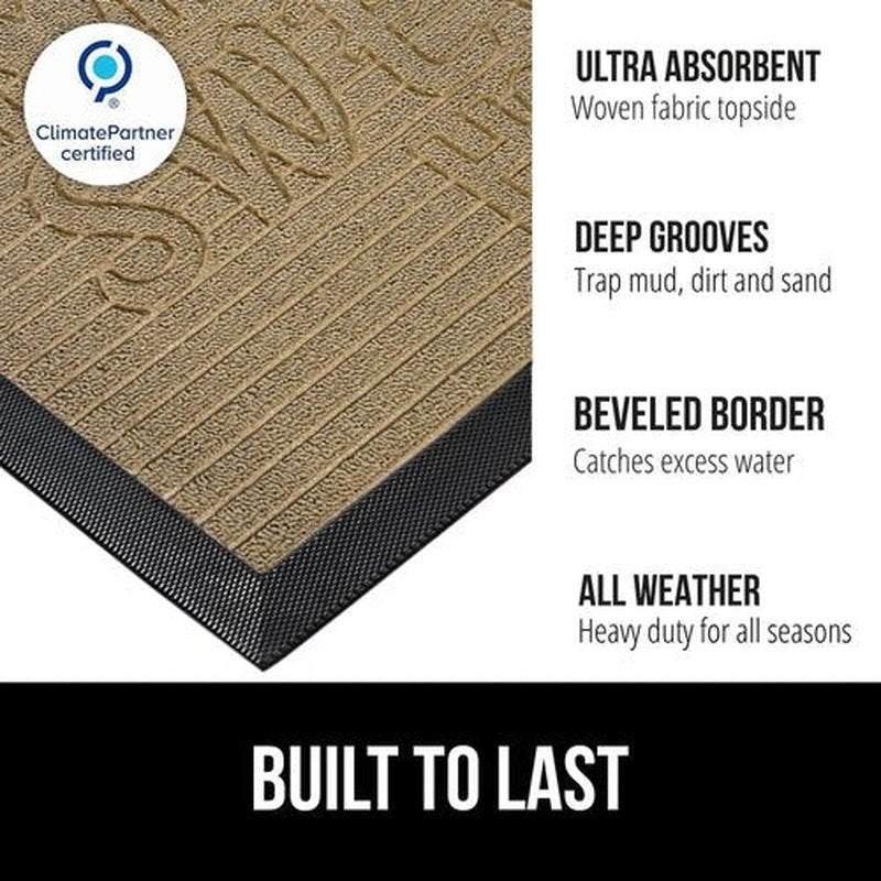 GORILLA GRIP Waterproof All-Season WeatherMAX Doormat - Stain & Fade Resistant, Easy Clean, 29x17