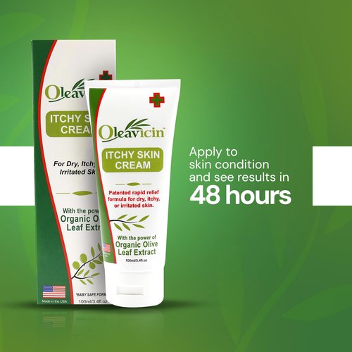 Oleavicin Organic Extra Strength Anti-Itch Cream for Dry, Itchy Skin Relief Natural Fungal & Rash Treatment with Olive Leaf Extract Fast-Acting, Long-Lasting Relief