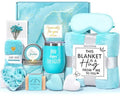 Birthday Gifts for Women, Christmas Self Care Gifts Get Well Soon Gifts Basket, Ocean Relaxing Spa Gifts Care Package w/Luxury Flannel Blanket, Unique for Mom Her Friend Sister