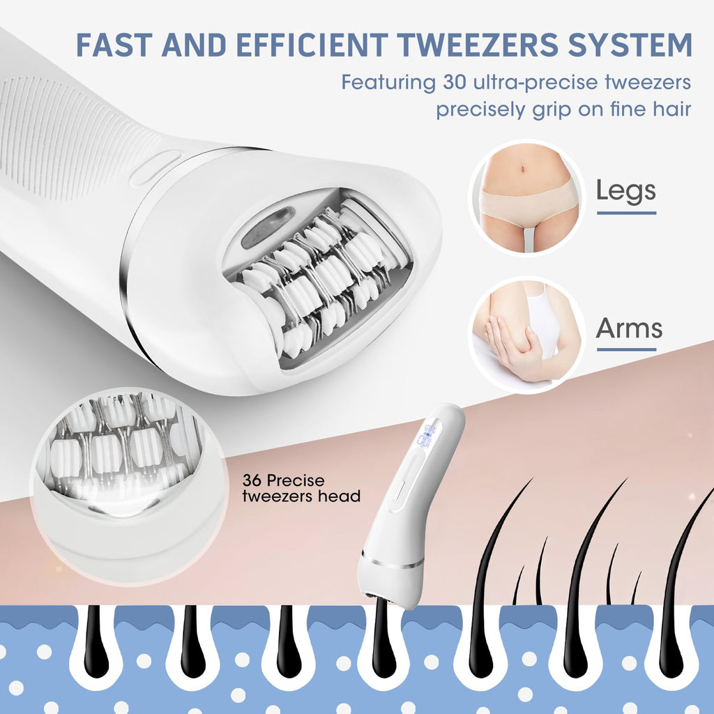 Electric Shavers for Women, 7 in 1 Hair Removal Kit with Epilator Bikini Trimmer Face Razor Body Brush Face Massager Foot Callus Remover, IPX7 Waterproof Lady Razors Set for Legs Armpit Bikini Pubic