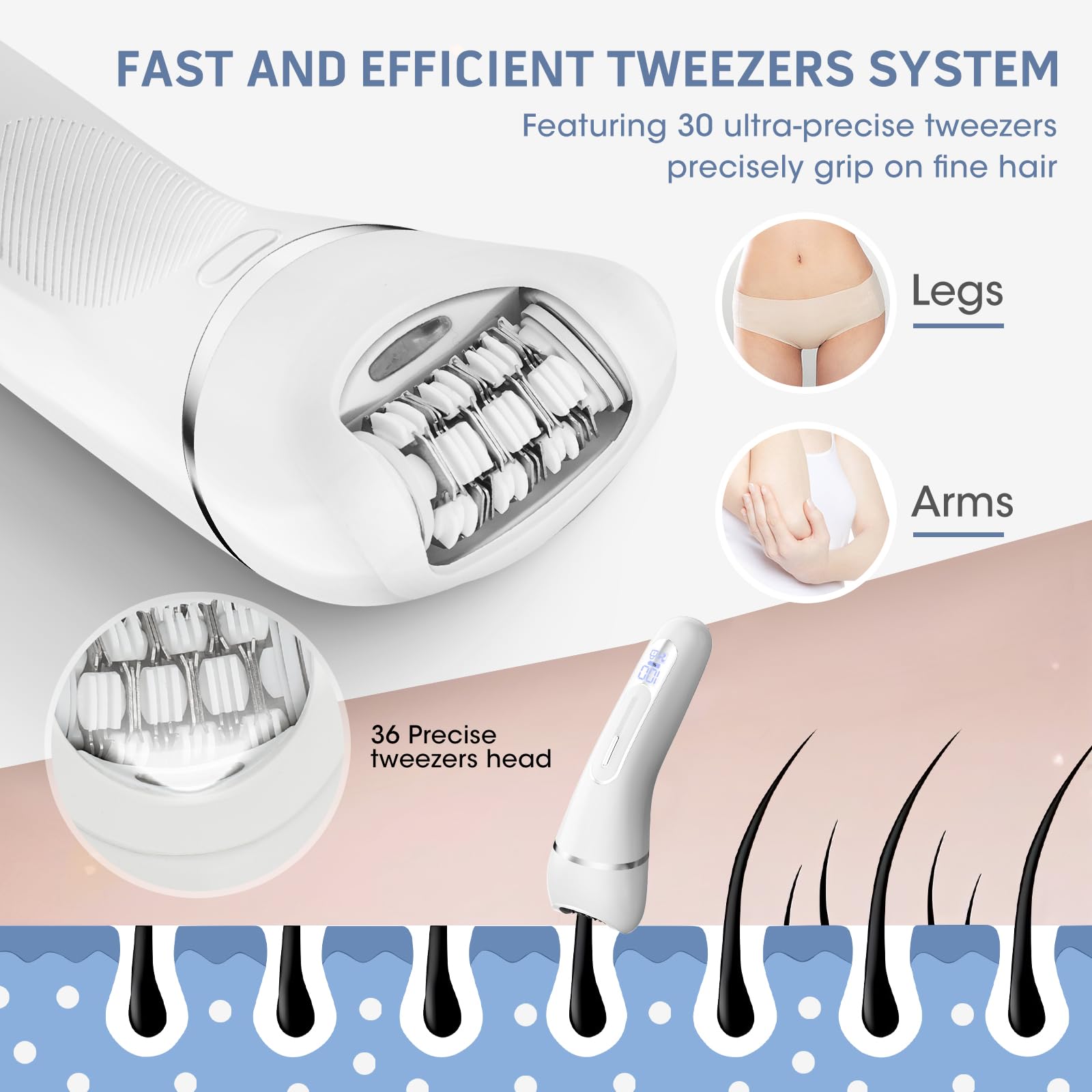 Electric Shavers for Women, 7 in 1 Hair Removal Kit with Epilator Bikini Trimmer Face Razor Body Brush Face Massager Foot Callus Remover, IPX7 Waterproof Lady Razors Set for Legs Armpit Bikini Pubic