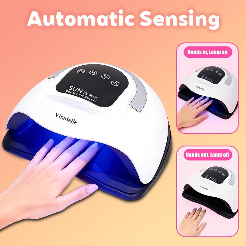 Vitarielle 320W UV LED Nail Lamp with Phone Holder, 72 High Power LEDs, 4 Timer Settings (10s/30s/60s/99s), Fast Cure for All Gel Polish, Polygel & Acrylic, Smart Sensor, Home & Salon Use