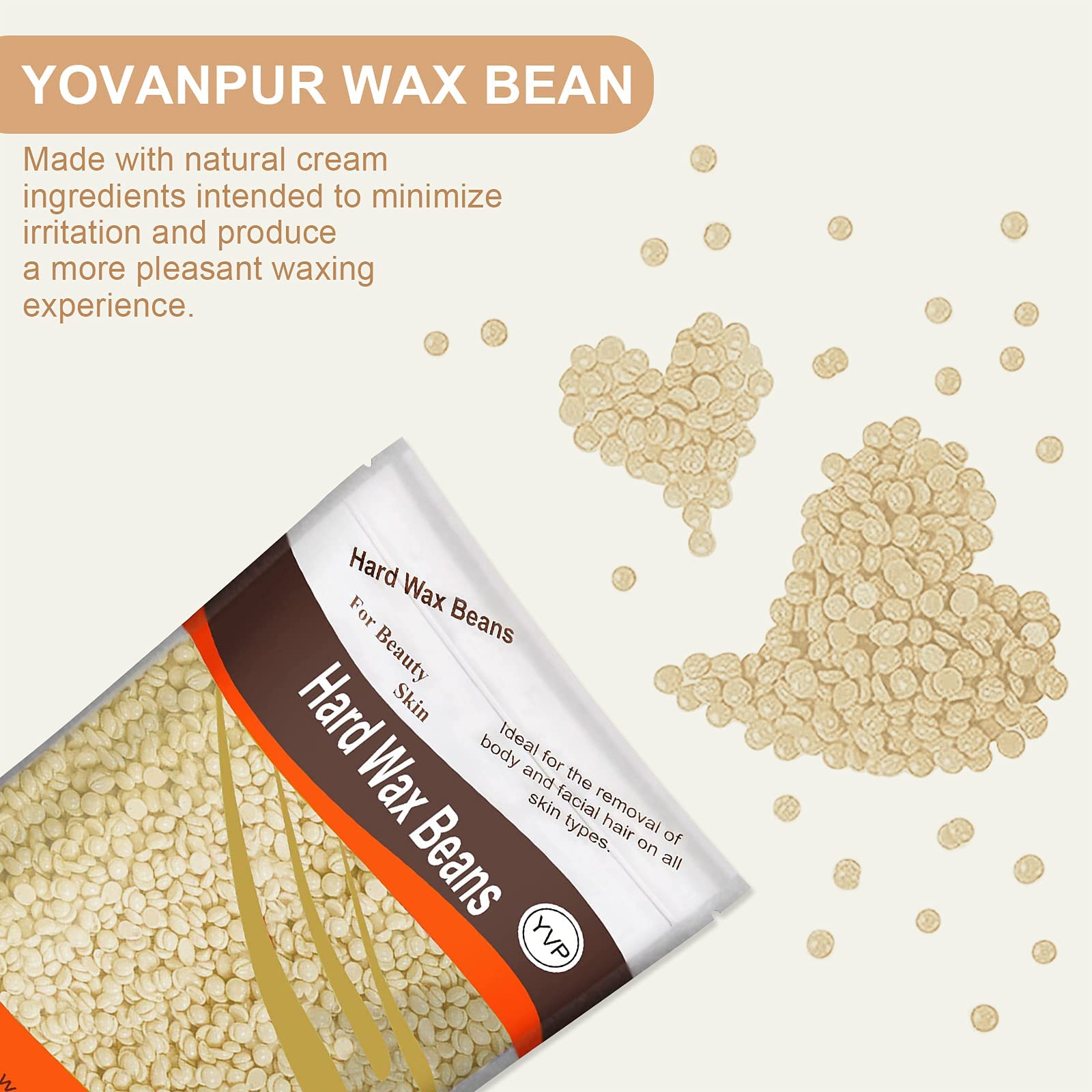 Yovanpur Hard Wax Beads for Hair Removal, Wax Beans for Sensitive Skin, Suitable for Bikini, Legs, Face, Back, Eyebrow, Chest for Women & Men, 300g (10 Oz)/bag