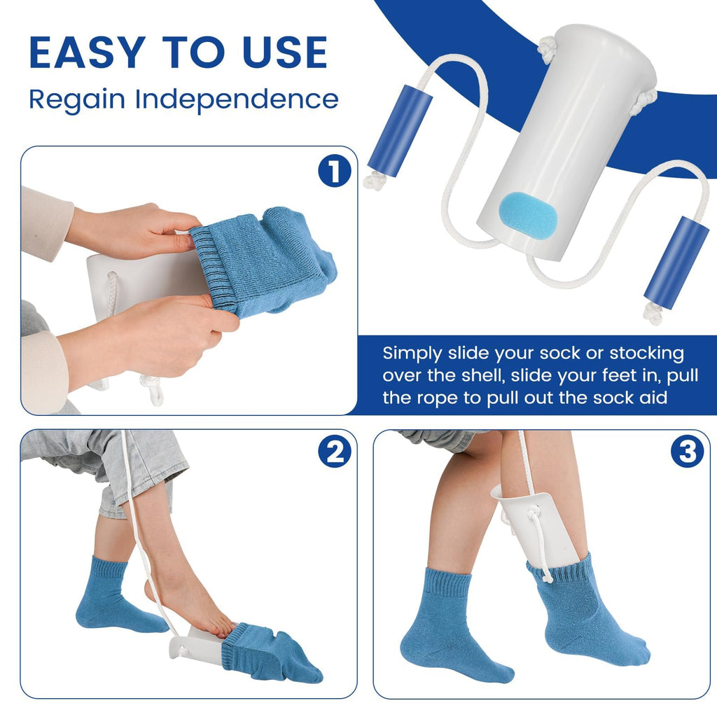 Jellas Sock Aid for Putting On Socks Kit,4.0 Inch Sock Helper for Seniors