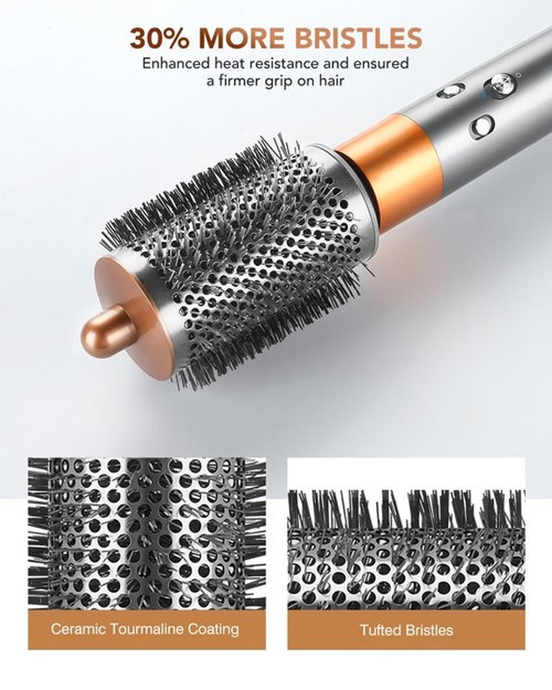 Large Round Volumizing Brush for Dyson Airwrap Styler, Big Round Brush Volumizer Attachment for Dyson Airwrap HS01 HS05 HS08, Smooth Hair,Volumizing and Curly Styling Nickel/Copper