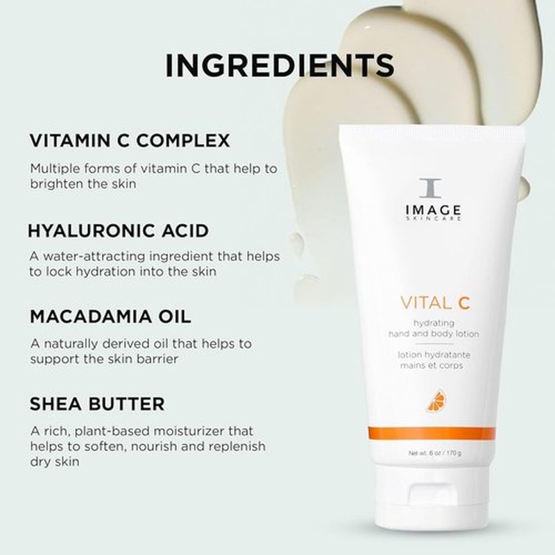 IMAGE Skincare VITAL C Hydrating Hand & Body Lotion - Brightening Moisturizer with Vitamin C & Shea Butter, 6 oz