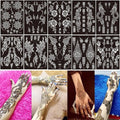 PPVWEY 10 Sheets Henna Tattoo Stencils 10 Pair Arm Hand Henna Tattoo Template Temporary Indian Arabian Glitter Airbrush Tattoo Stickers for Face Body Paint DIY (Black-1)