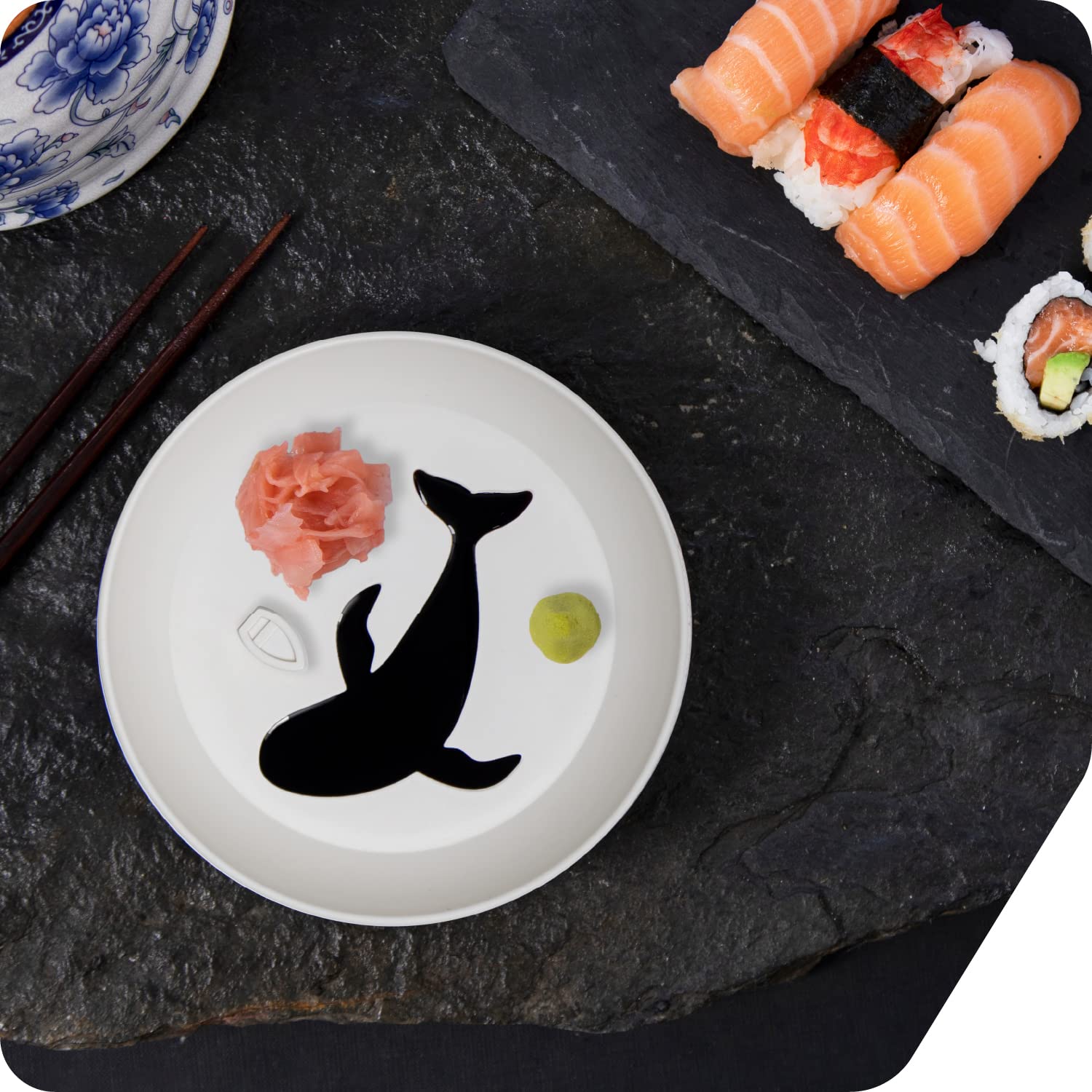 PELEG DESIGN Sea Whale Dipping Dish - Balsamic & Olive Oil, Soy Sauce Plate - Round Dipping Bowl - Wheat