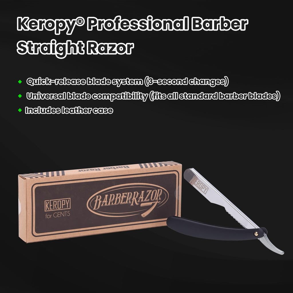 Professional Barber Straight Razor for Men, Single Blade Straight Edge Razor for Close Shaving and Beard Shaping, Shavette Kit with 100 Blades - Ultimate Men's Grooming & Shaving Gift Set