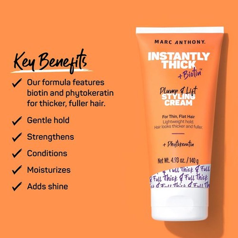 Marc Anthony Hair Thickening Cream - Volumizing Formula with Biotin for Thin Hair | Sulfate-Free, Lightweight Hold