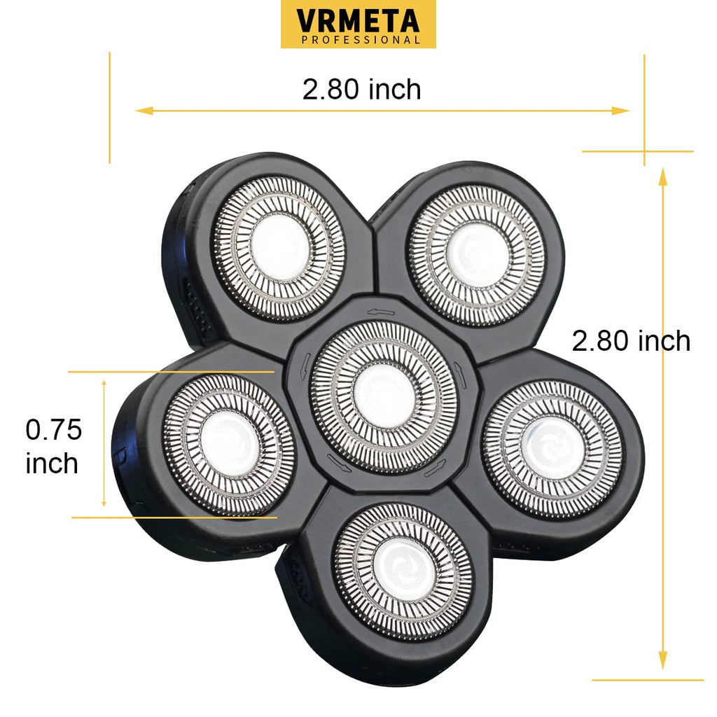 VRMETA 6 Blades Electric Head Shaver Replacement Heads Men's Electric Shaver Replacement Heads for Bald and Face