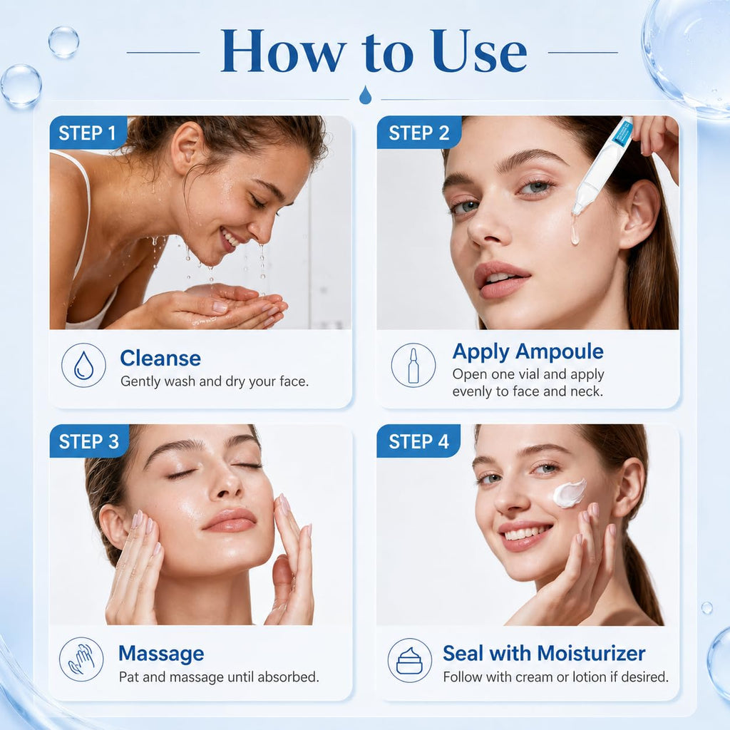 5% Hyaluronic Acid Serum for Face, 4D Multi-Layer Hydration, Ultra Hydrating Anti-Aging Serum, Moisturizer for Dry & Sensitive Skin, Pre-Makeup Skincare, Single-Use Ampoule 0.05fl oz x 30e