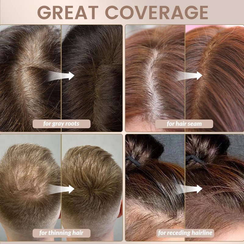 VOLLUCK Root Touch Up Hair Color Spray - Ammonia-Free Grey Coverage for Men & Women | Quick Drying Black