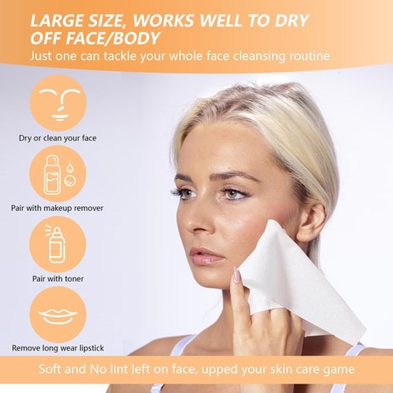 eggs sound Disposable Face Towel with Bamboo Drawer Storage Box - Face Towelettes Disposable XL, Facial Towels Makeup Organizer for Clean Face Towels, Makeup Remover Washcloths 50 Ct-Black Box