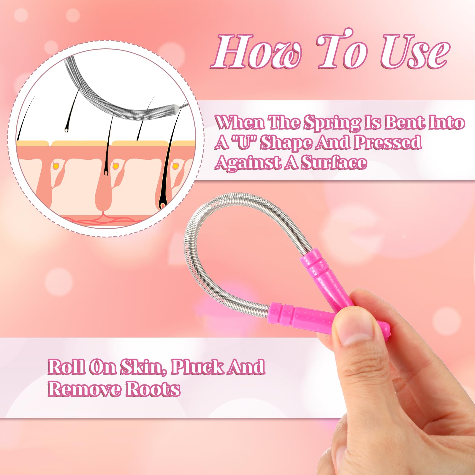 Andibro 4 Pcs Spring Facial Hair Removers for Women, Spring Manual Epilator Hair Removal Threading Tools Face Hair Remover with Handle