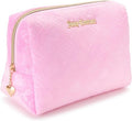 Juicy Couture Pink Makeup Bag - Stylish Velour Organizer for Travel Essentials | Zip Top Wedge Design