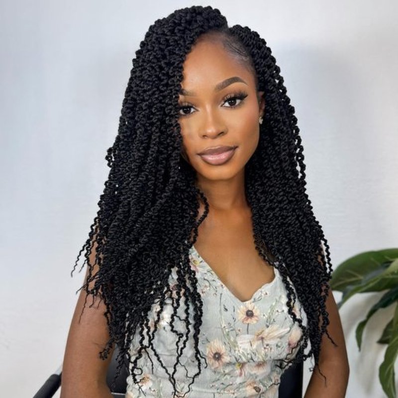 18Inch Curly Senegalese Twist Crochet Hair For Black Women - 7 Packs, 20 Strands/Pack Small Twist Crochet Braids Hair with Straight Ends, Synthetic Crochet Braids(1B,18 Inch)