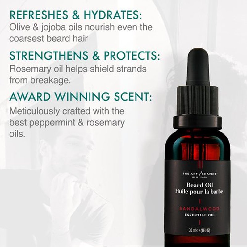 The Art of Shaving Beard Prep Kit - 4oz Peppermint Facial Hair Wash & Conditioner, 1oz Sandalwood Beard Oil