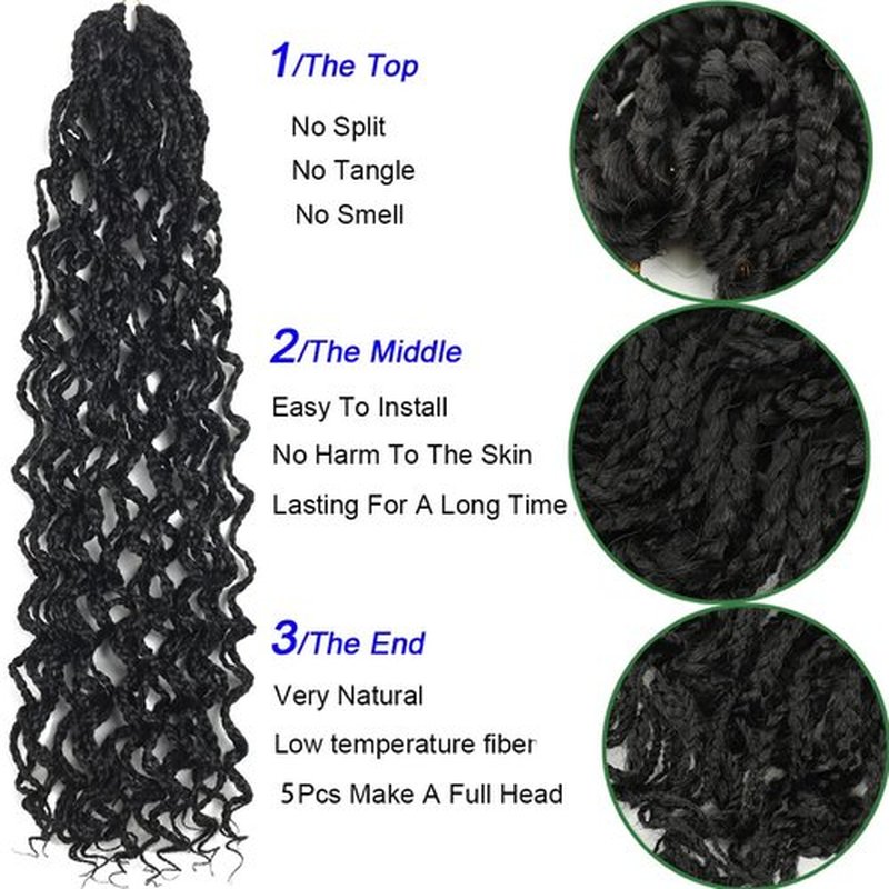 150 Strands Goddess Box Braids Crochet Hair Pre Looped 8Inch Curly Box Braids Crochet Braids Pre Braided Crochet Hair Pre Looped Box Braid Crochet Braids 5 Packs Wavy Crochet Braiding Hair for Women