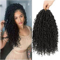 Goddess Locs Crochet Hair 16 Inch 8 Packs Boho Faux Locs Crochet Hair For Black Women Synthetic Hippie Locs Pre Looped Crochet Braids With Curly Ends