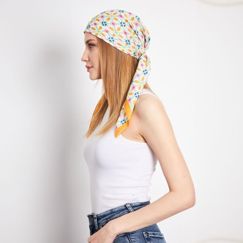Headwear Pre Tied Head Scarves for Patterned Women Featuring | Soft Chemo Head Wear Headcover Ready Headwear (Geometric Design 1, One Size)