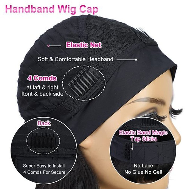 AISI QUEENS Human Hair Headband Wigs for Black Women - Curly, Glueless, Easy Wear - 10 Inch, Medium Cap Size (21.5 Inch)