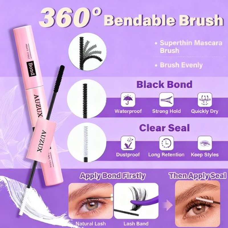 Natural False Eyelashes Cluster DIY Reusable, Lashes Clusters Kit with Bond, Seal&Tweezers | 300+ Eyelashes Cluster 10-16mm (30D&40D&50D) | At Home Lashes kit for Beginners, Valentine's Best Gift