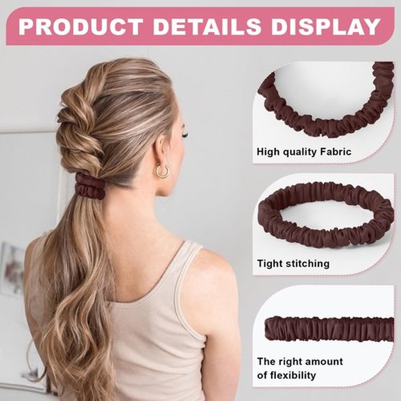 6Pcs Silk Hair Ties Small 22 Momme 100% Pure Mulberry Silk Scrunchies for Women Girls Thin Skinny Hair Sleep Scrunchies No Damage(Color 10)