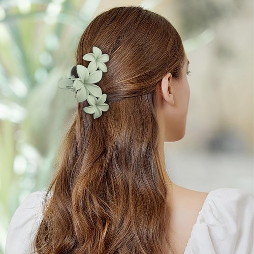 Large Flower Hair Clips for Women, Flower Hair Claw Clips for Thick Hair, Nonslip Hawaiian Hair clips, Cute Jaw Clips, Hair Accessories (dusty pink, light brown, light green, brick red)