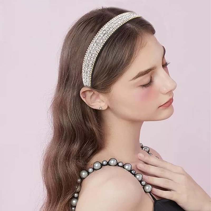SHEHARUHI 2 Pieces Gorgeous Rhinestone Headbands Fashion Hair Accessories Glitter Sparkly Crystal Diamond Headbands for Girls Women(Silver, Rainbow)