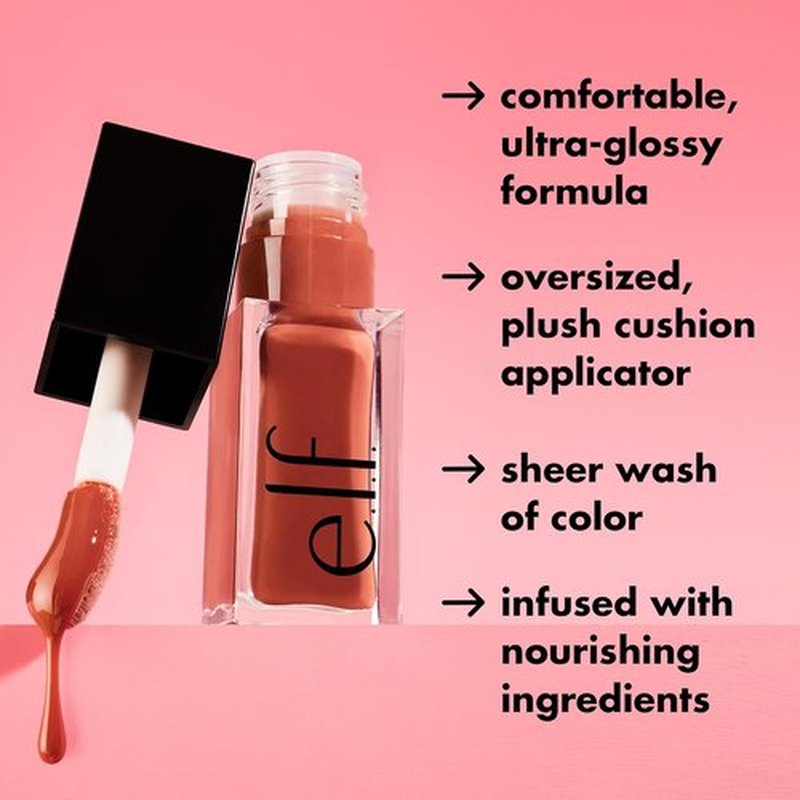 e.l.f. Glow Reviver Lip Oil - Nourishing Tinted Lip Oil for High-Shine Finish | Infused with Jojoba Oil, Vegan, Money Mauve