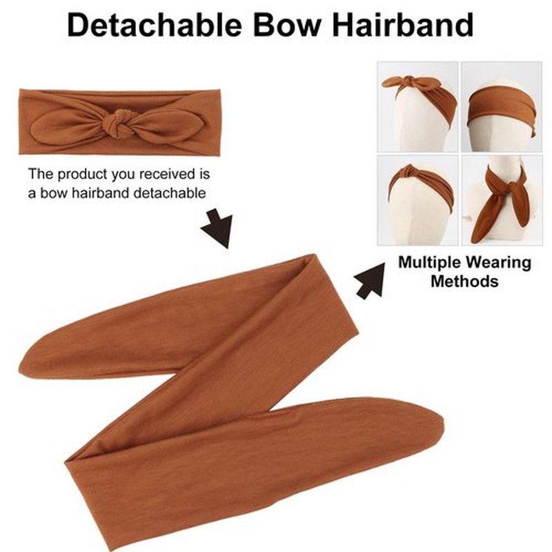 AQOKKA Elastic Bow Headbands for Women Girls Rabbit Ears Knotted Head Bands for Women's Hair Non Slip Boho Headwrap Sport Cute Hair Accessories