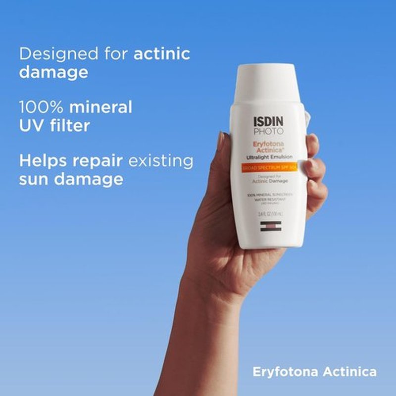 ISDIN Eryfotona Actinica SPF 50+ | Mineral Face Sunscreen with Zinc Oxide | No White Cast, Sensitive Skin Safe