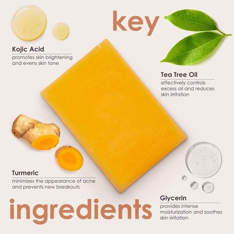 SimpleField Turmeric and Kojic Acid Soap Bar for Reduce Dark Spots & Even Skin Tone – With Vitamin C, Glycerin & Tea Tree Oil – Gentle Cleanse & Hydration for Face & Body (2 Pack)
