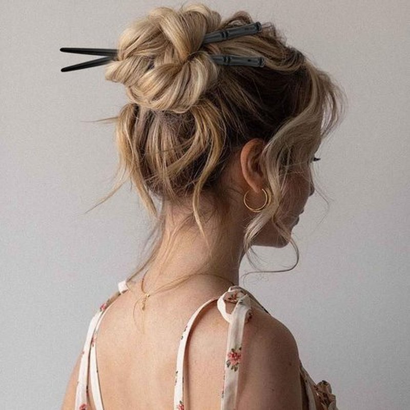 20Pcs Vintage Wood Hair Sticks with Hole Bamboo Shape Hair Chopsticks Japanese Chinese Hairpin Decorative Retro Hair Forks Hanfu Pins Bun Holders for Long Hair Women