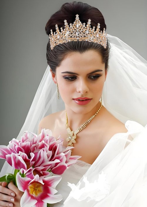 Crystal Tiara Crown for Women, Rhinestone Queen Headband Wedding Bridal Hair Accessories, Princess Crown for Birthday Prom Quinceañera Party Pageant Halloween Cosplay (B#-Gold 1 Pcs)