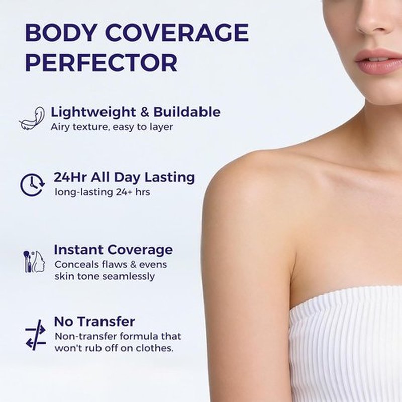 Skiennix Body Coverage Perfector | Tattoo Cover-Up Concealer for Blemishes & Scars - 24Hr Long-Lasting, Sweatproof, 2.5 oz, Light