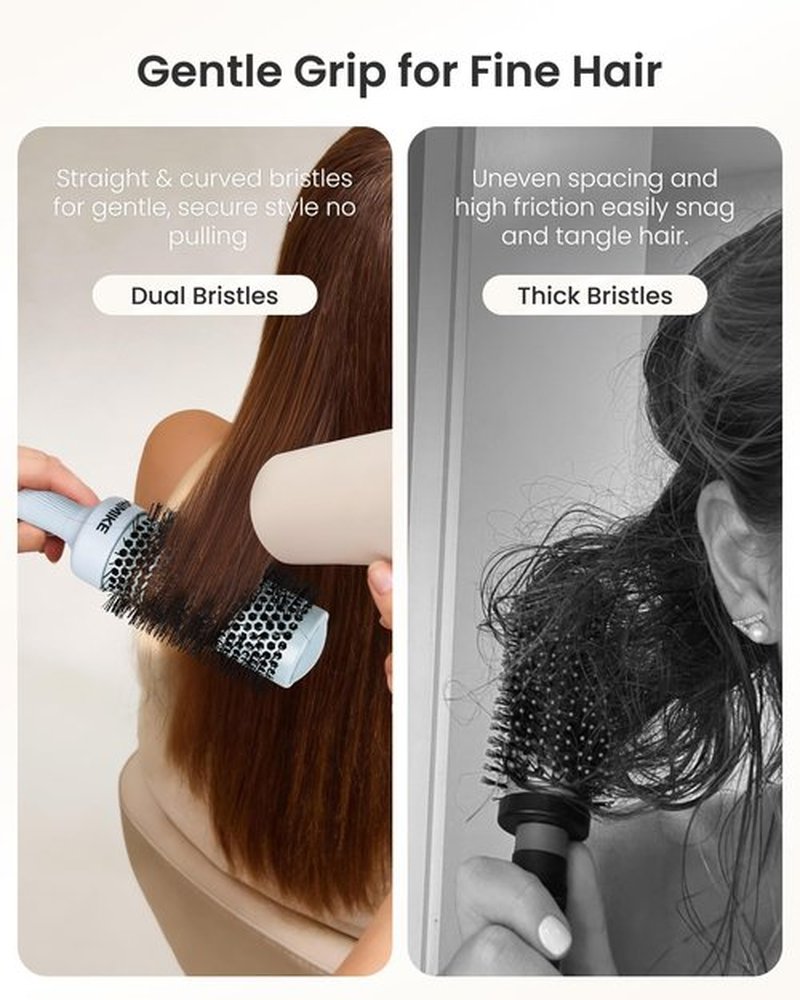AIMIKE NaturaVol Round Brush for Blow Out,Nano Thermal Ceramic-Coated Round Hair Brush for Fine Hair,Fast Blow Dry for Smooth Salon-Style Finish at Home,Adds Volume,Teal (1.7"Barrel,2.5"with Bristles)