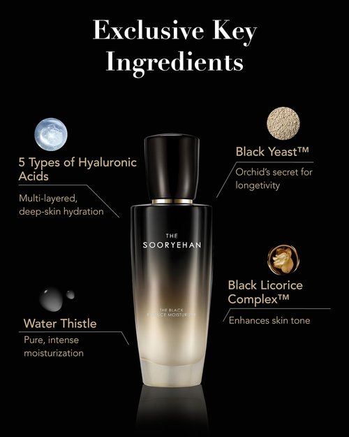 Sooryehan The Black (Essence Moisturizer, 130ml/4.4fl oz) - Lightweight Cream for Moisture Barrier, Rejuvenate Dull, Aging Skin. Premium Korean Skin Care. Black Yeast, Hyaluronic Acid,