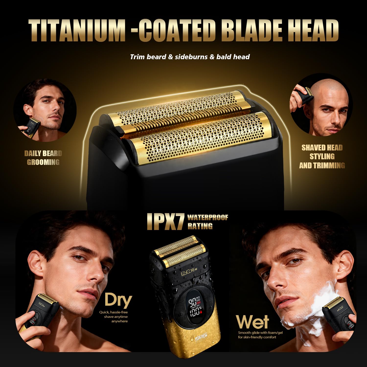 DSP Foil Shaver 3-in-1 for Men, Cordless 3-Speed, Bald Head Trimmer