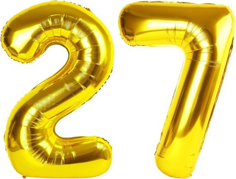Regine Switzerland 40-Inch Gold Number 27 Balloons - Perfect for Birthdays, Weddings & Celebrations