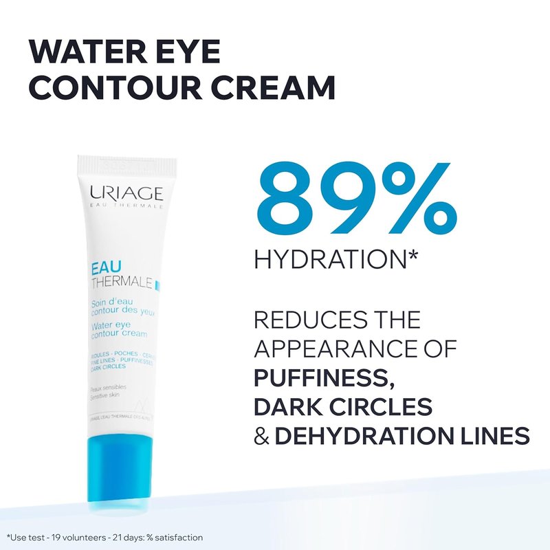 Uriage Eau Thermale Eye Cream - Hyaluronic Acid Formula Reduces Puffiness & Dark Circles | Fragrance-Free, Ophthalmologist Tested