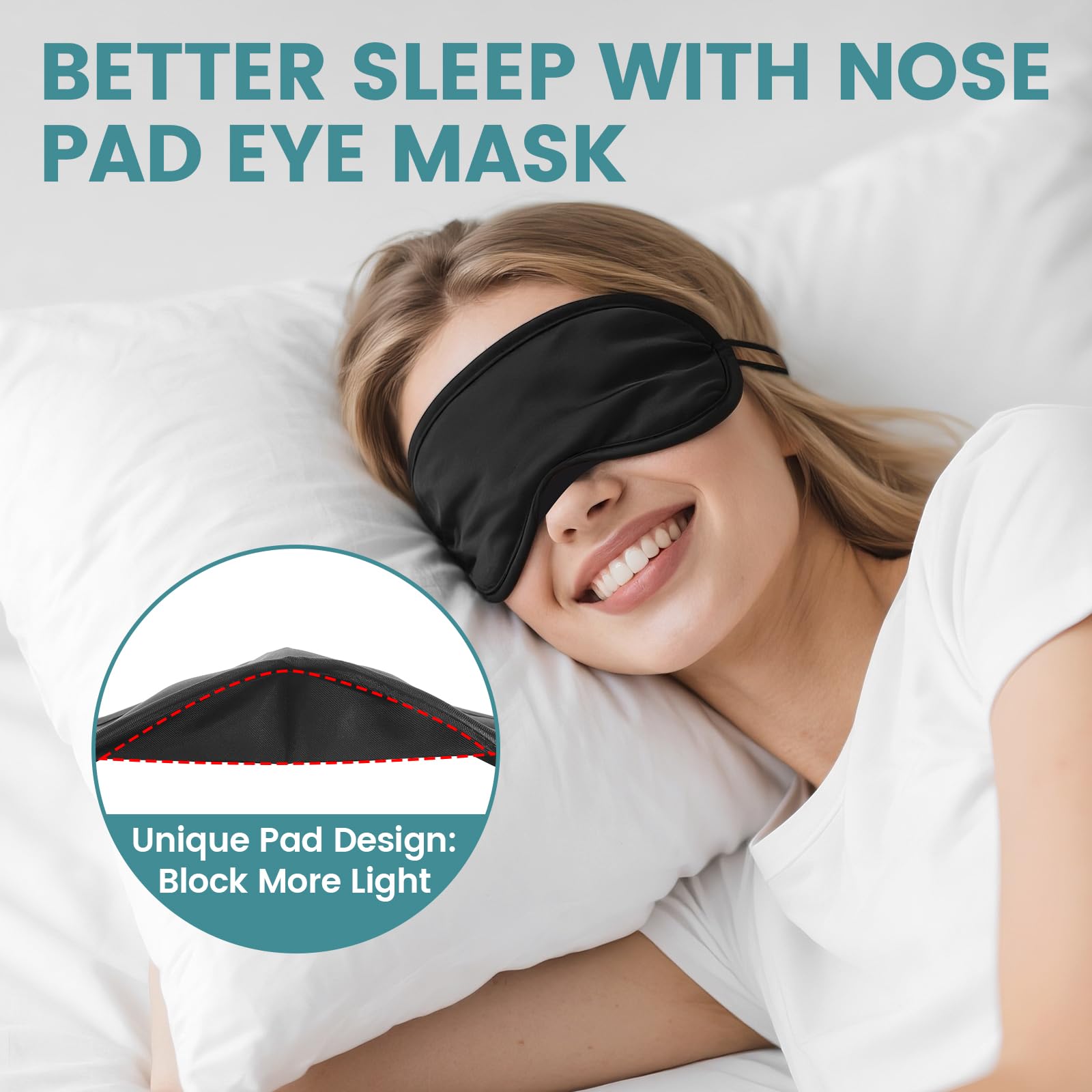 UGODAR 20 PCS Sleep Eye Masks Blindfolds - Light-Tight with Nose Pad & Adjustable Strap, Bulk Comfortable Breathable Party Supplies for Team Building Travel, Black Eye Cover for Women Men