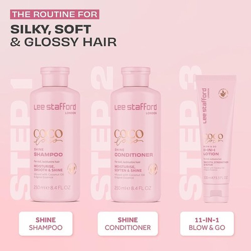 Lee Stafford Blow Dry Hair Lotion - 11-in-1 Leave-In Styling Cream, Coconut Scented, 3.3 Fl Oz